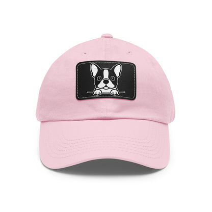 Boston Terrier Dad Hat – Unisex Leather Patch Adjustable Cap