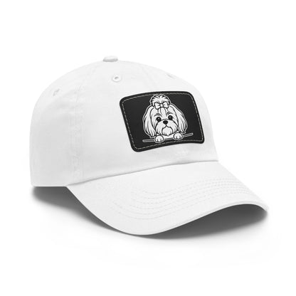 Shih Tzu (Top Knot) Dad Hat – Unisex Leather Patch Adjustable Cap