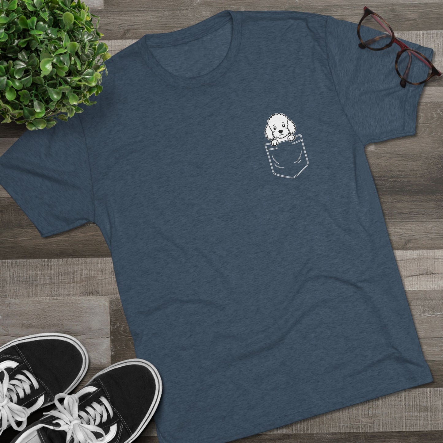 Toy Poodle Pocket-Print Tri-blend Tee