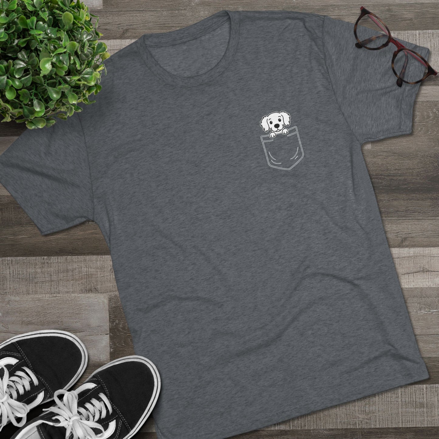 Long Hair Dachshund Pocket-Print Tri-blend Tee