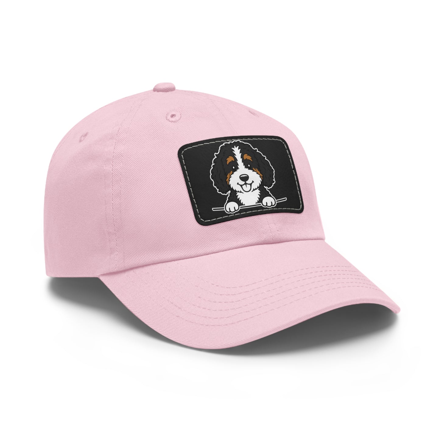 Bernedoodle Dad Hat – Unisex Leather Patch Adjustable Cap