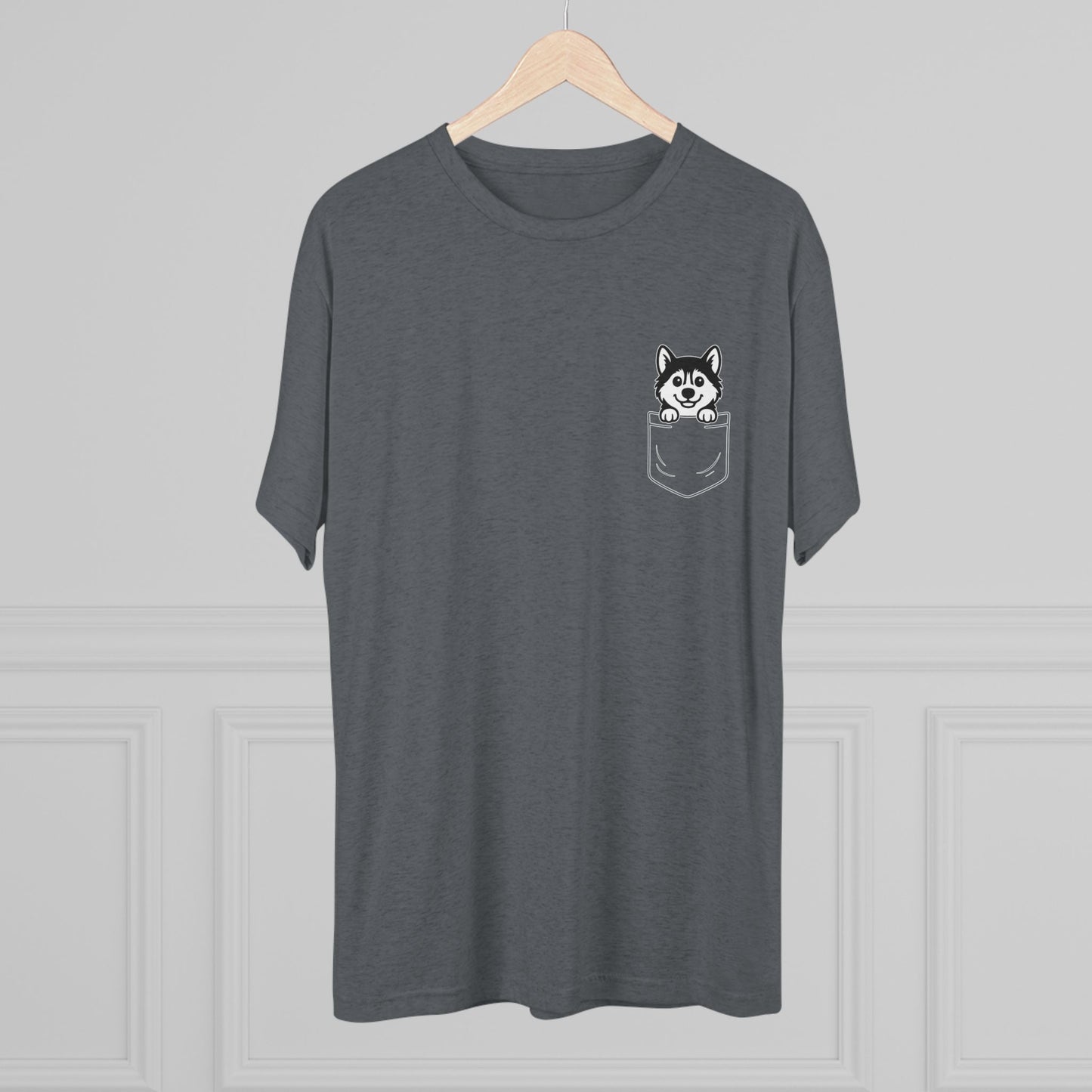 Siberian Husky Pocket-Print Tri-blend Tee