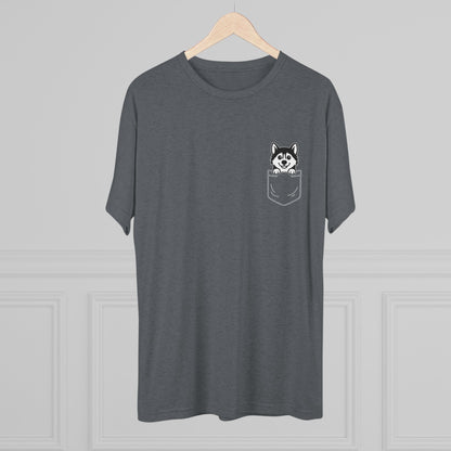 Siberian Husky Pocket-Print Tri-blend Tee