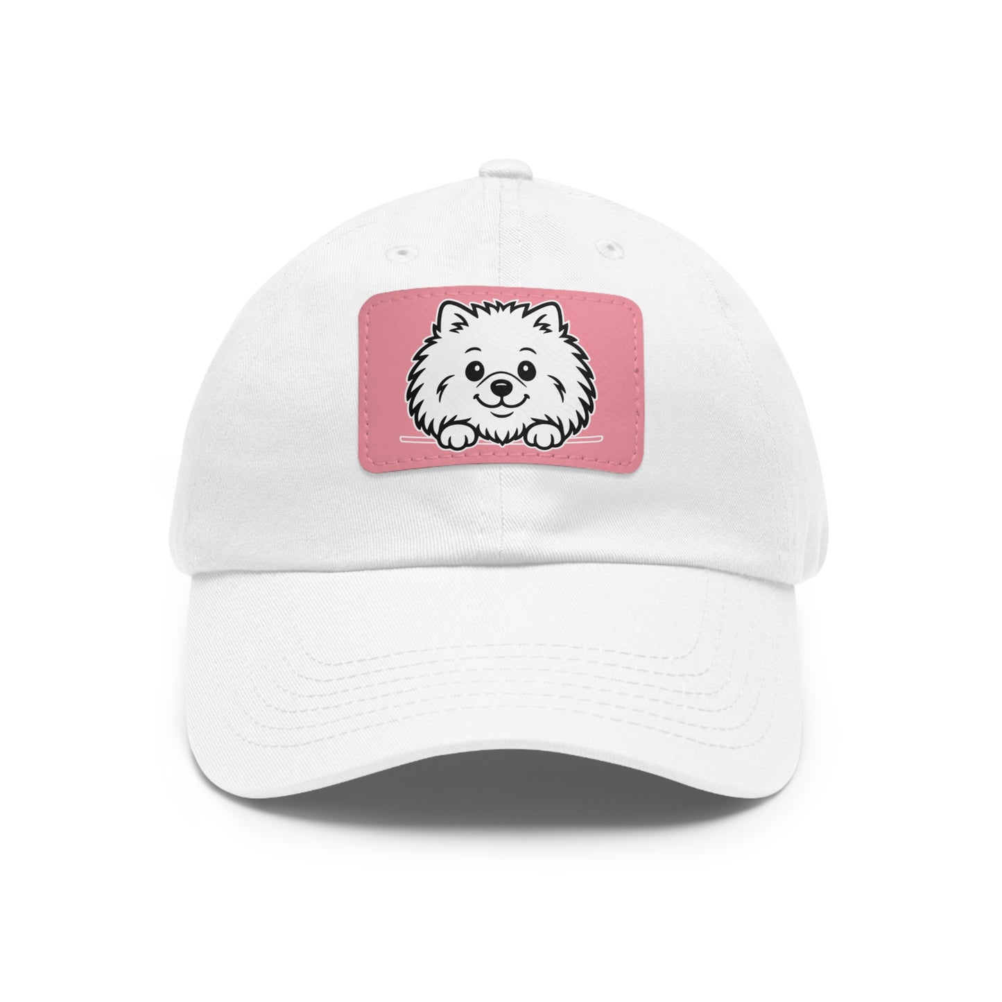 Pomeranian Dad Hat – Unisex Leather Patch Adjustable Cap