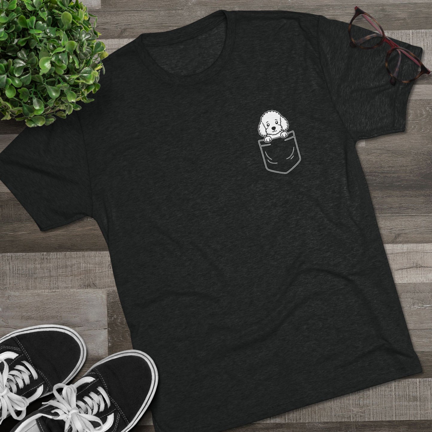 Toy Poodle Pocket-Print Tri-blend Tee
