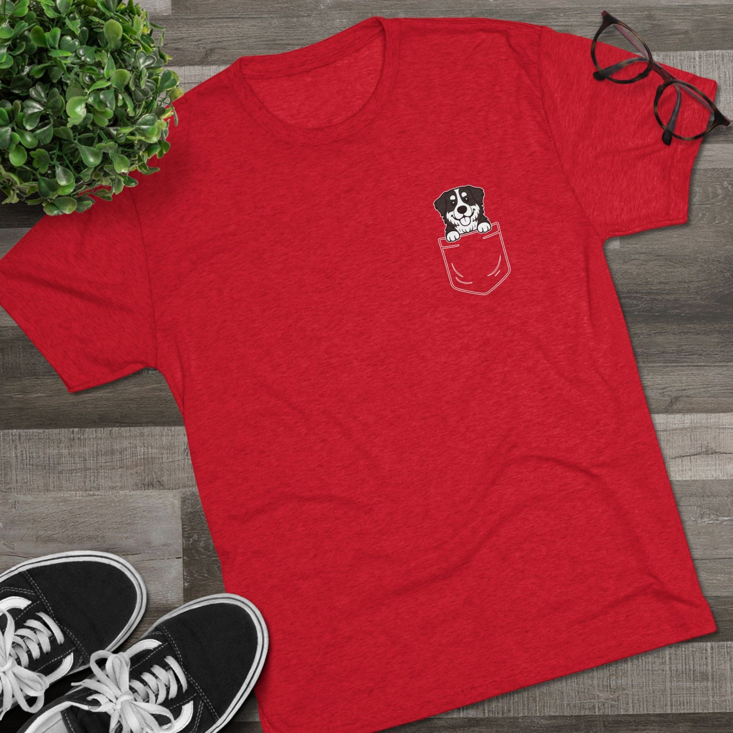 Bernese Mountain Dog Pocket-Print Tri-blend Tee
