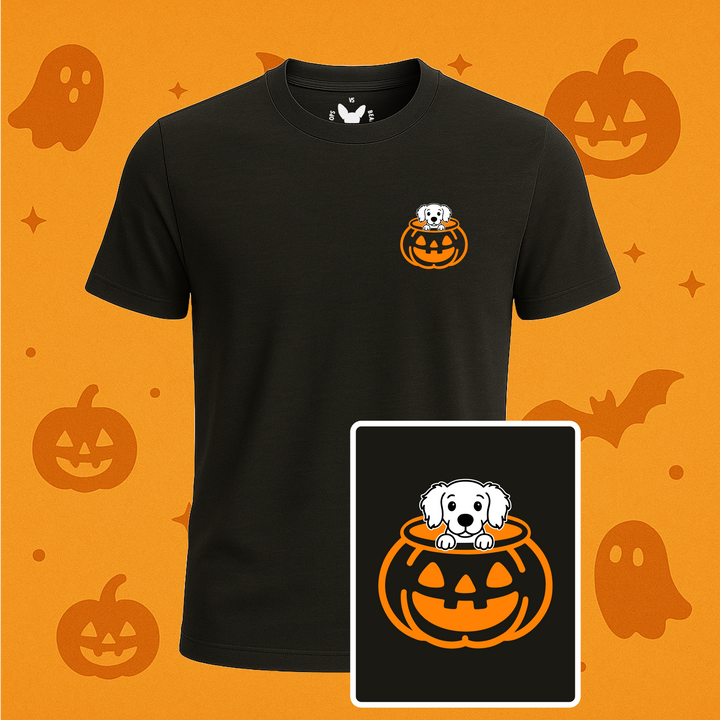 Long Haired Dachshund Halloween Pumpkin Pup Tees
