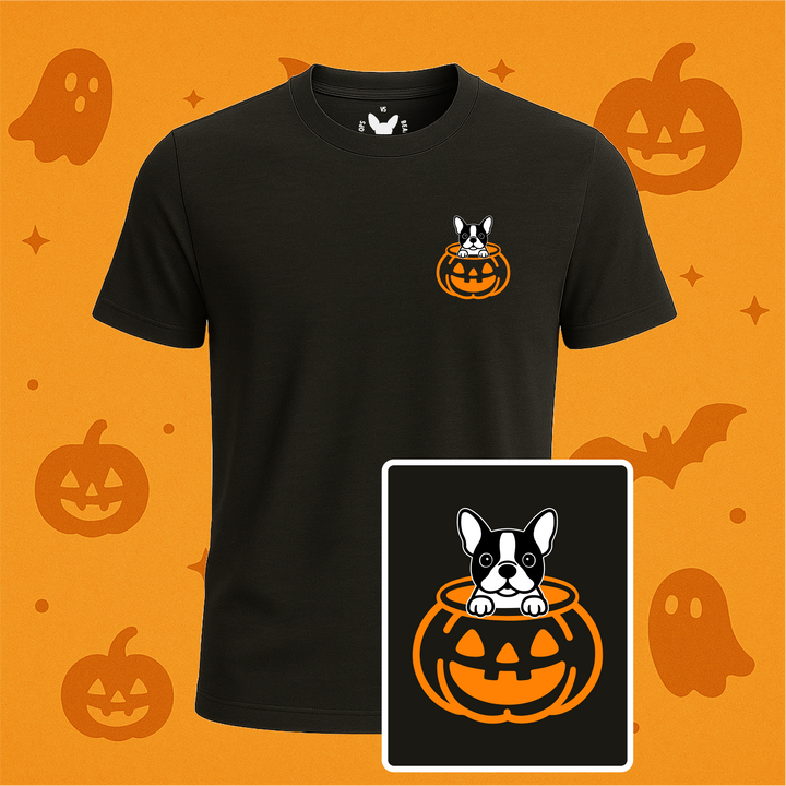 Boston Terrier Halloween Pumpkin Pup Tees