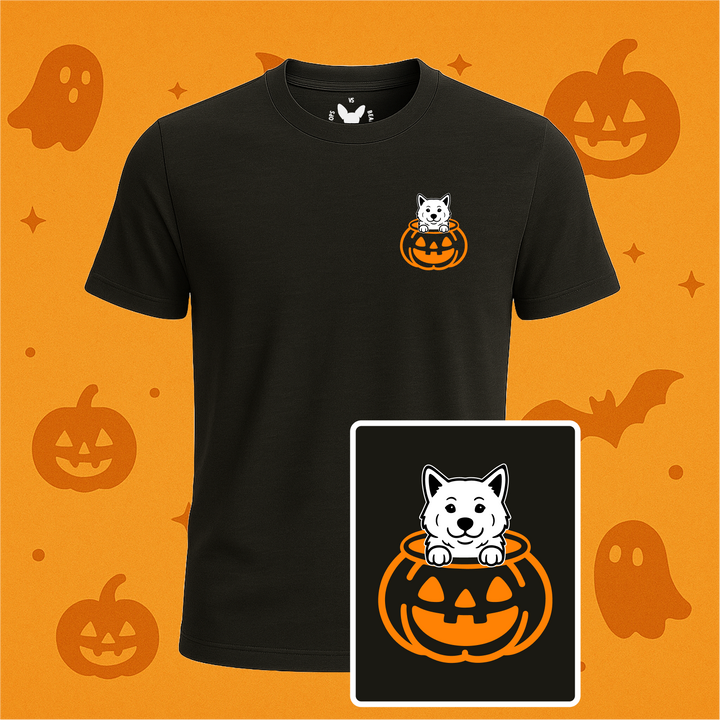 Akita Halloween Pumpkin Pup Tees