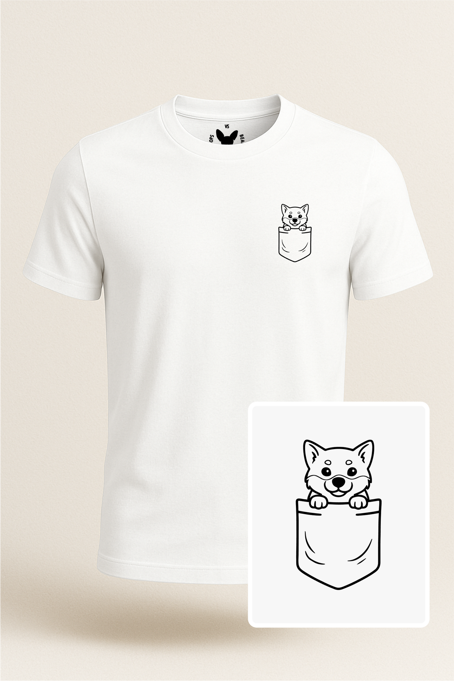 Shiba Inu Pocket-Print Tee