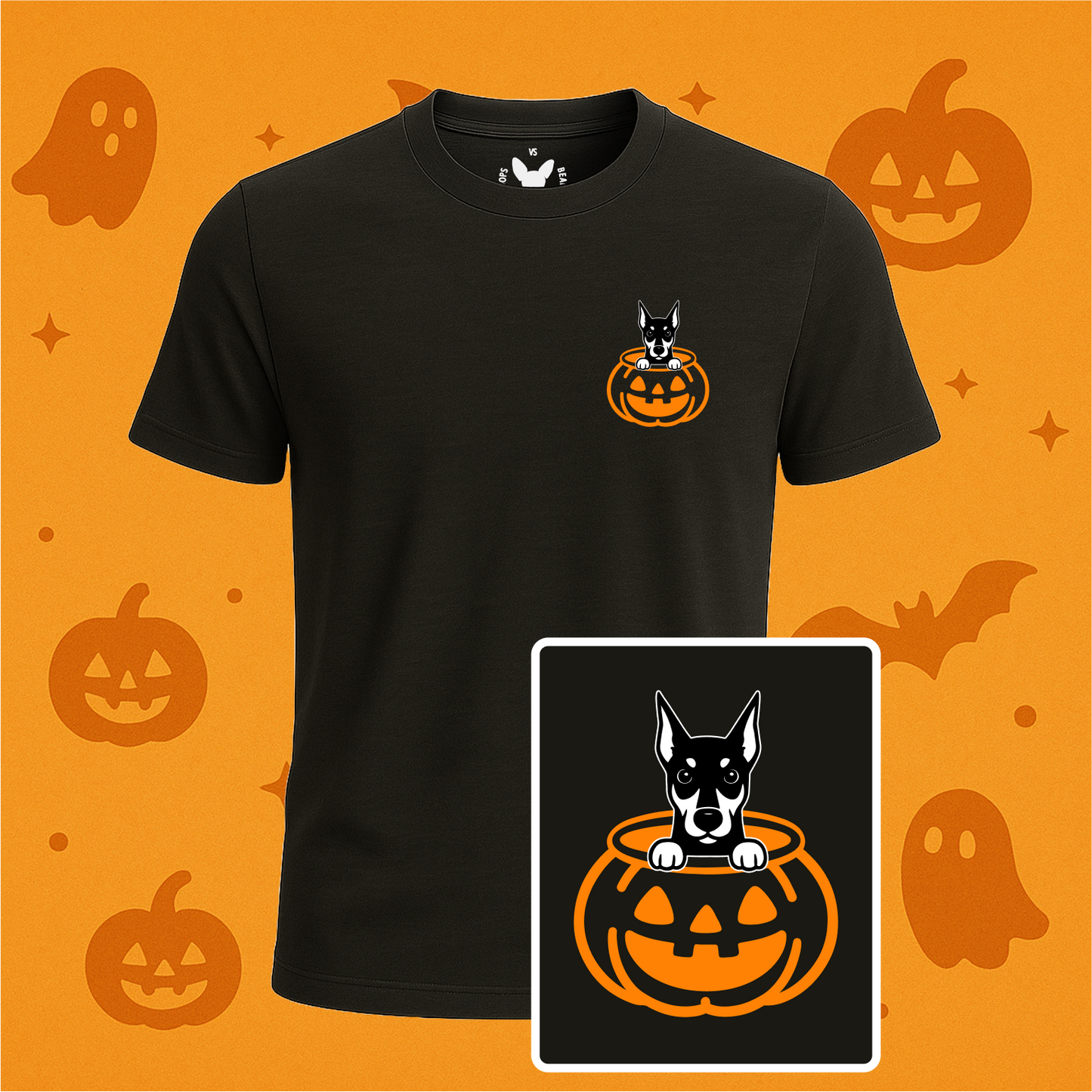 Doberman Halloween Pumpkin Pup Tees