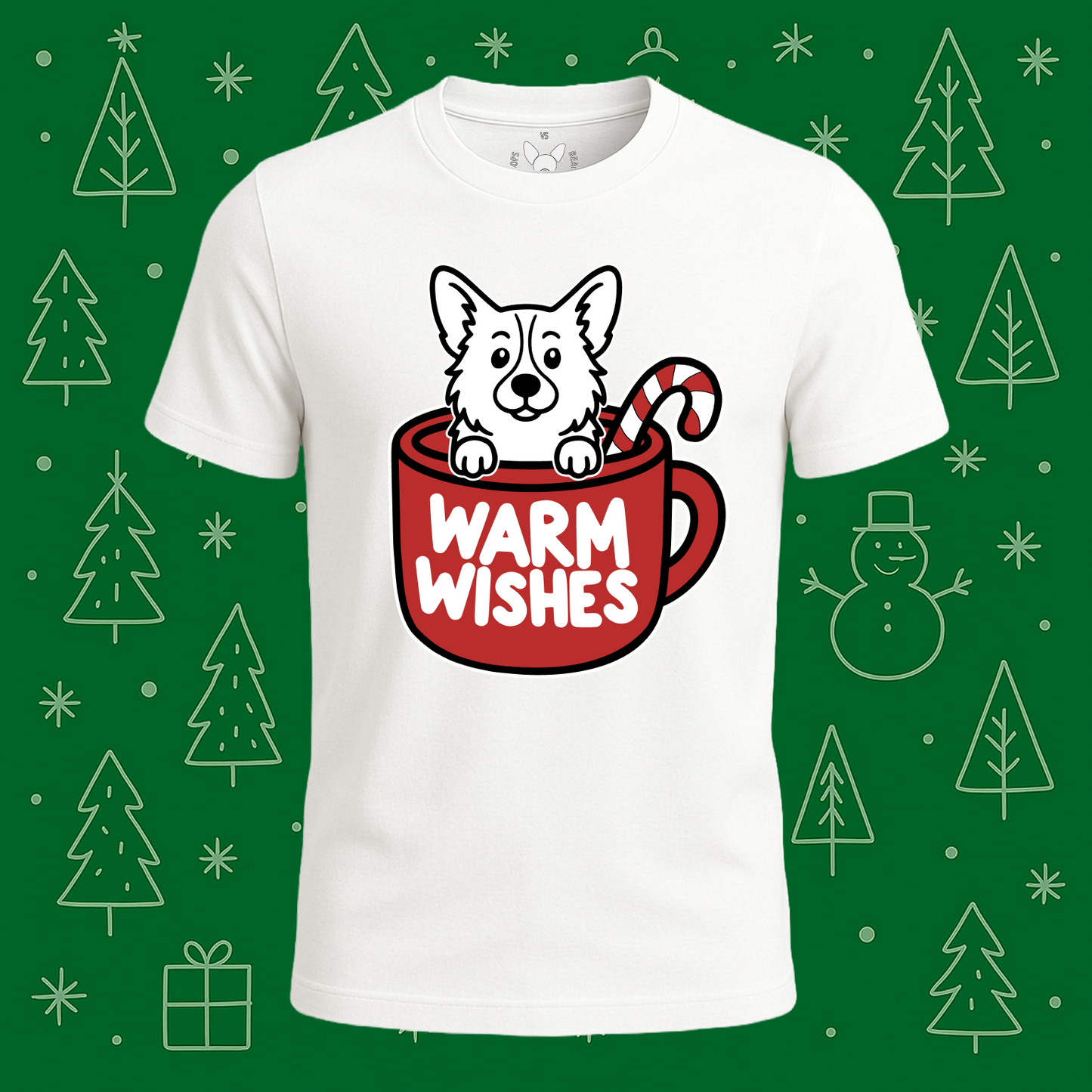 Pembroke Welsh Corgi Warm Wishes Tee - Feature Print