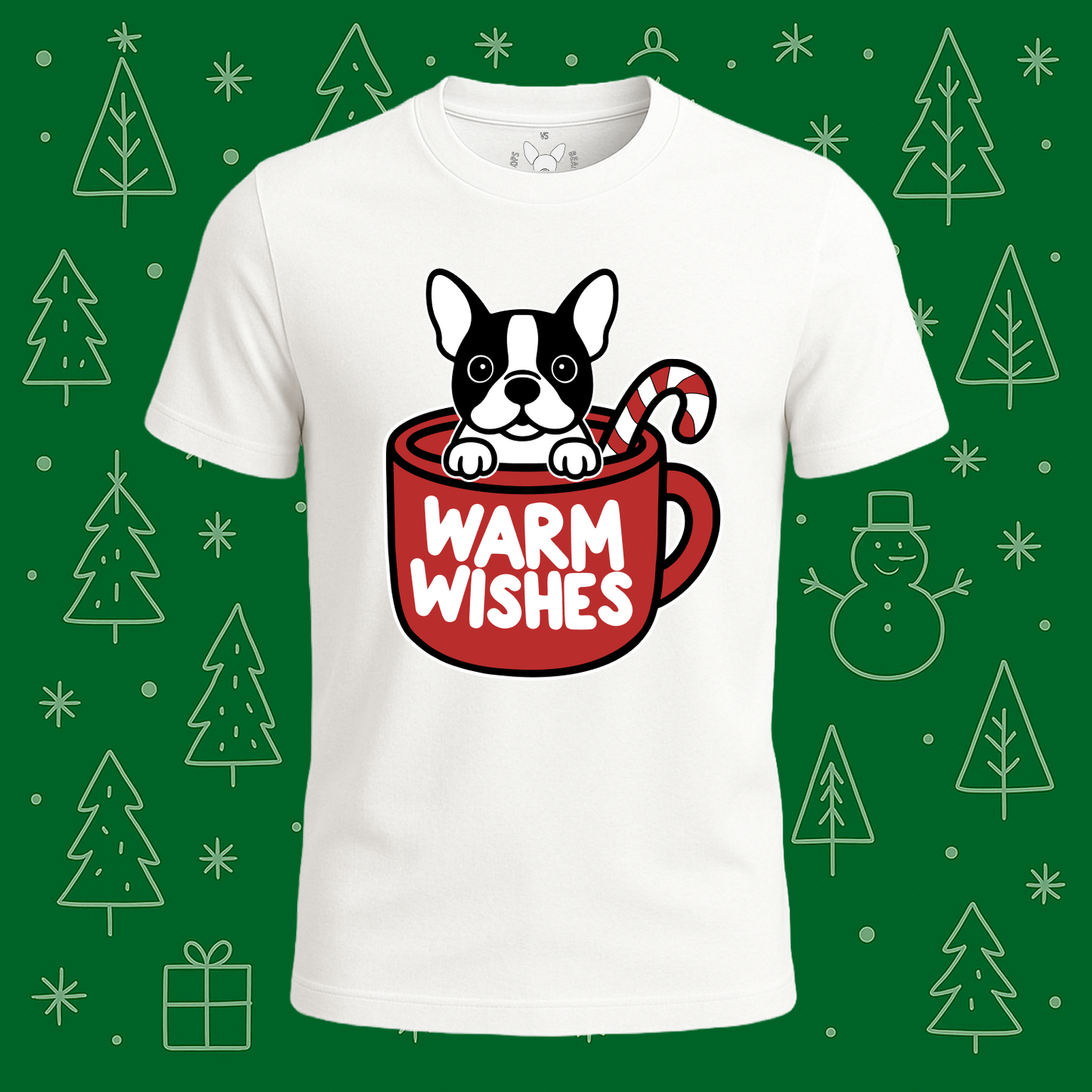 Boston Terrier Warm Wishes Tee - Feature Print