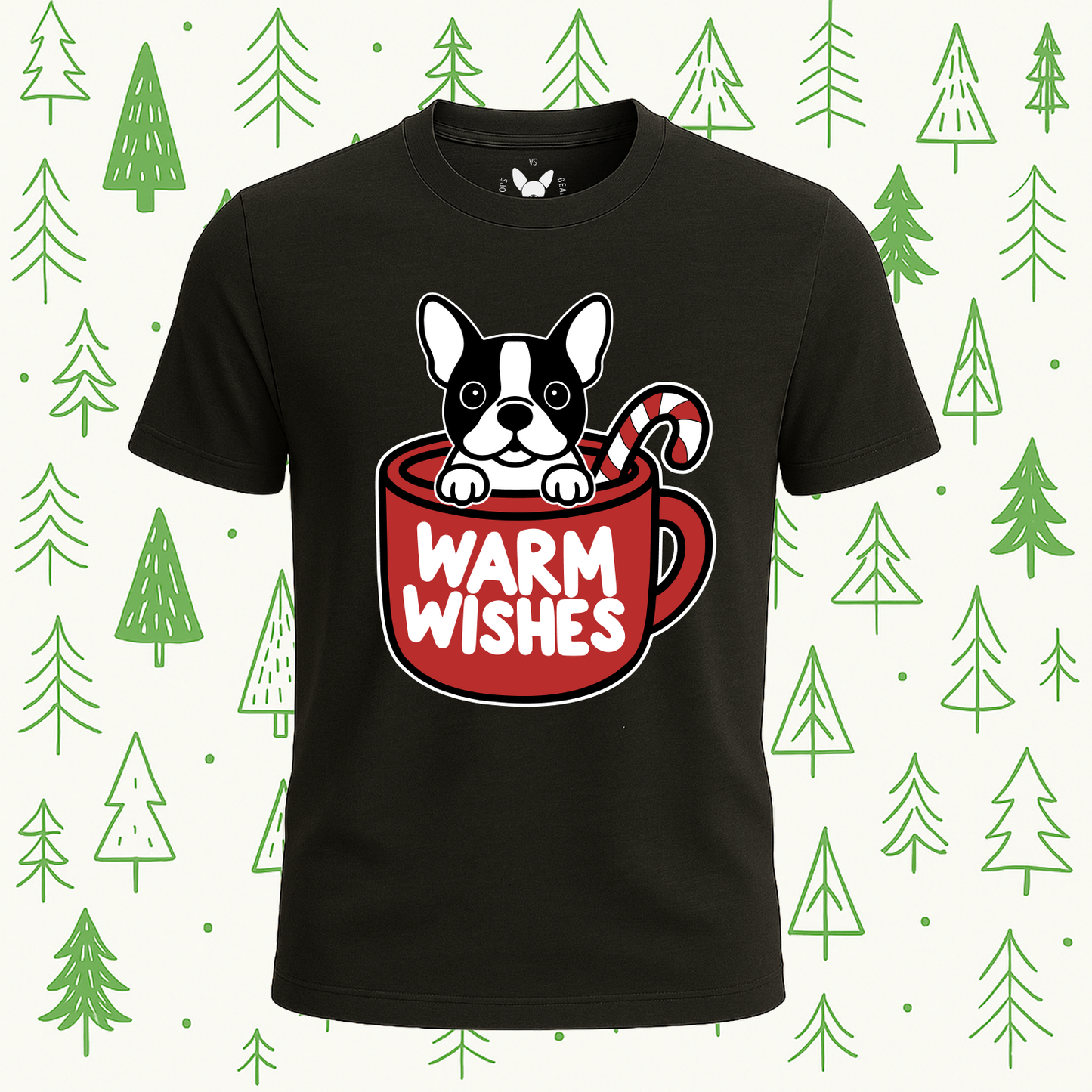 Boston Terrier Warm Wishes Tee - Feature Print