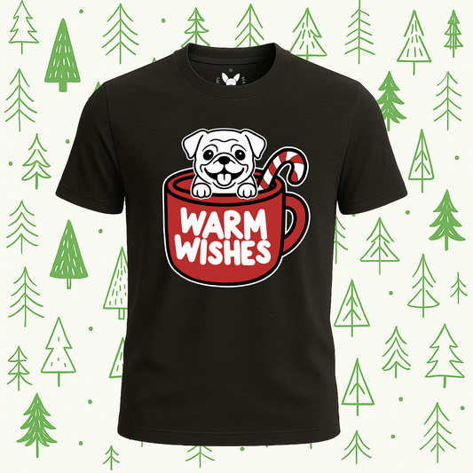 Pug Warm Wishes Tee - Feature Print