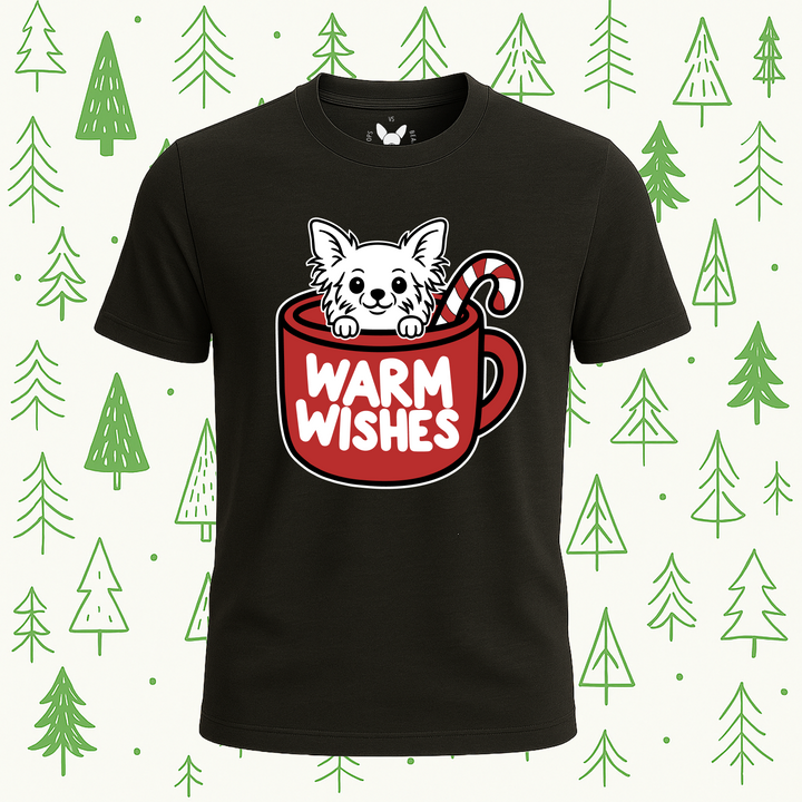 Long Haired Chihuahua Warm Wishes Tee - Feature Print