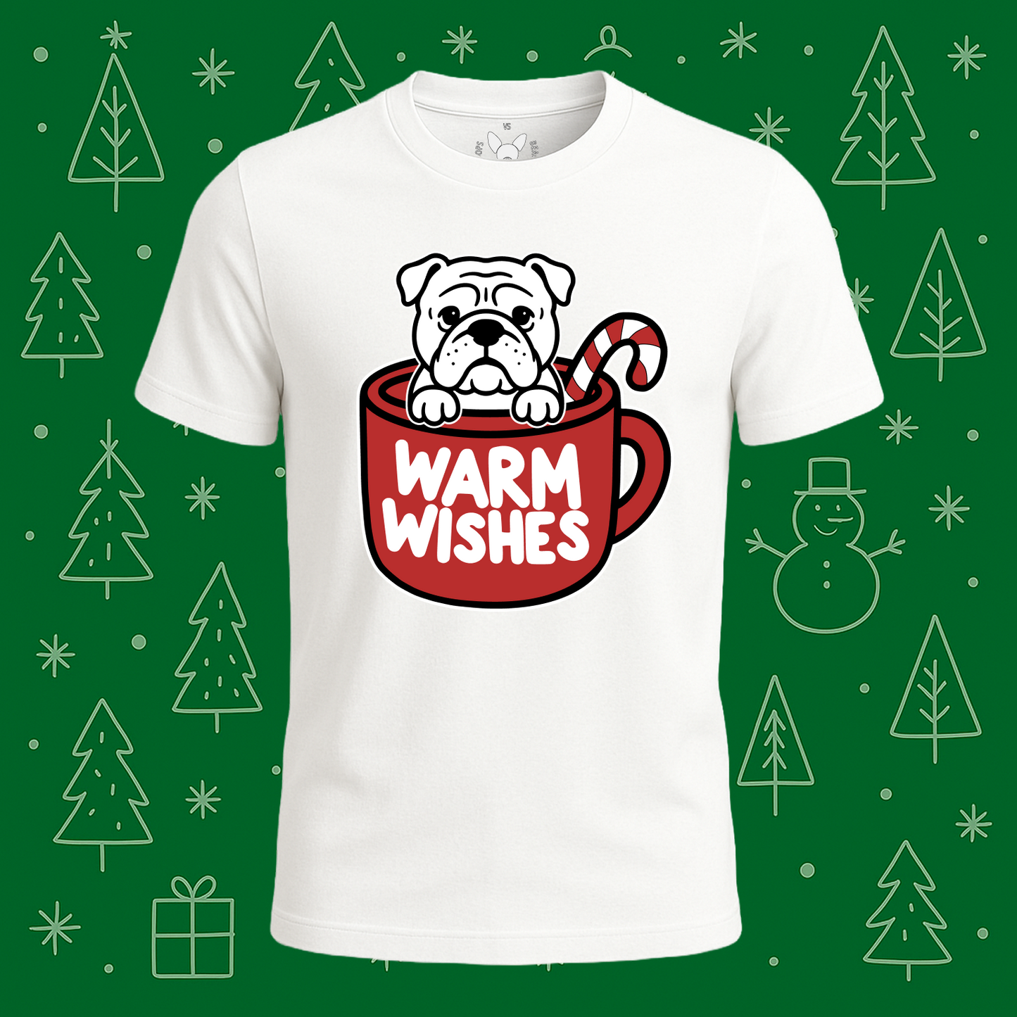 English Bulldog Warm Wishes Tee - Feature Print