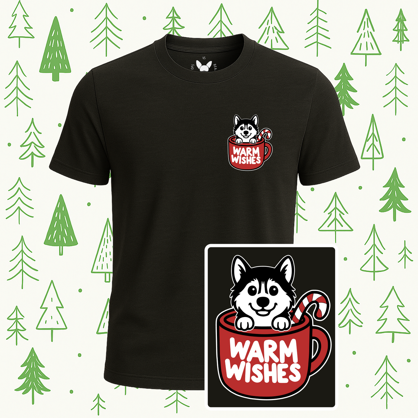 Siberian Husky Warm Wishes Tee