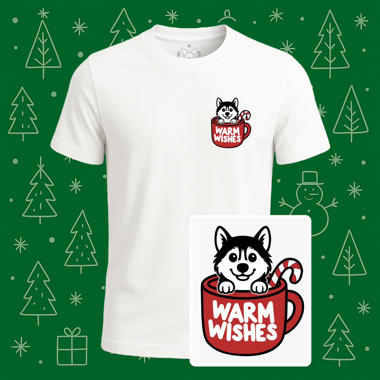 Siberian Husky Warm Wishes Tee