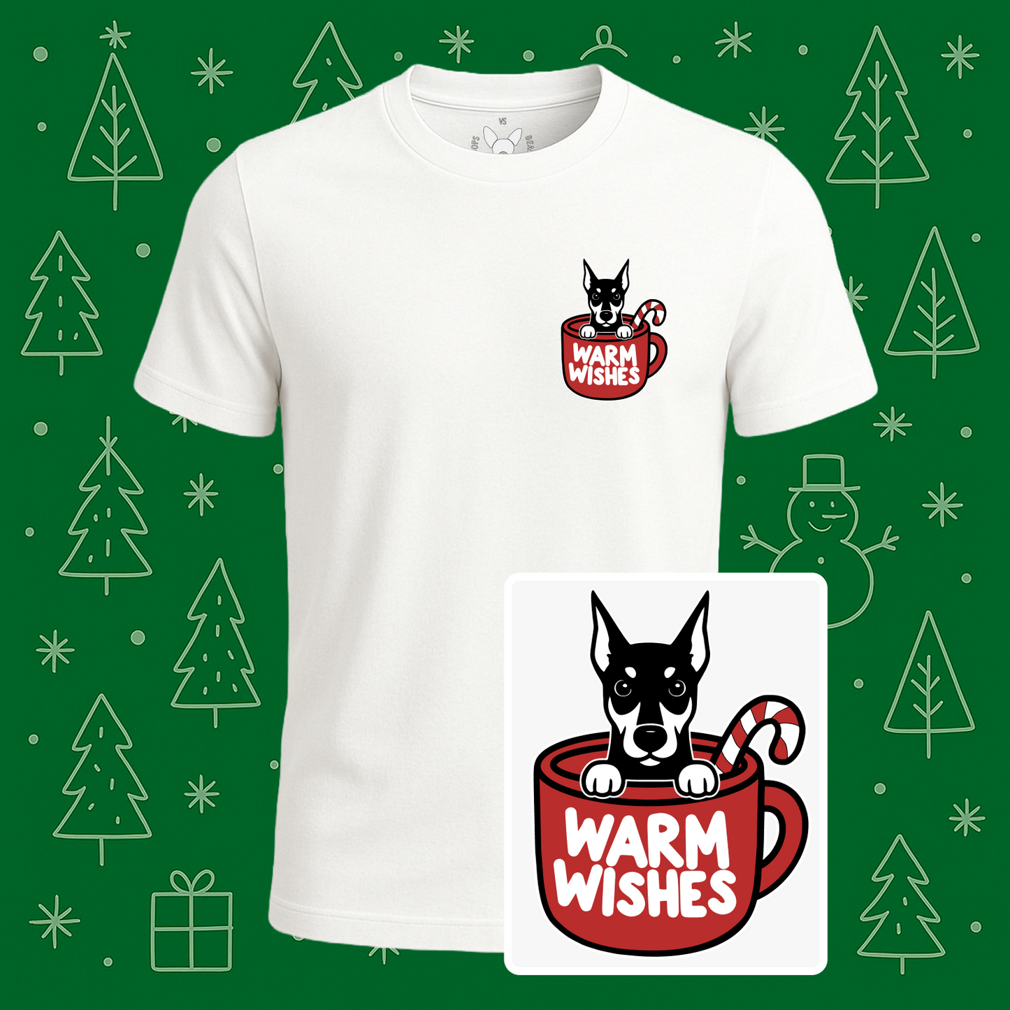 Doberman Warm Wishes Tee