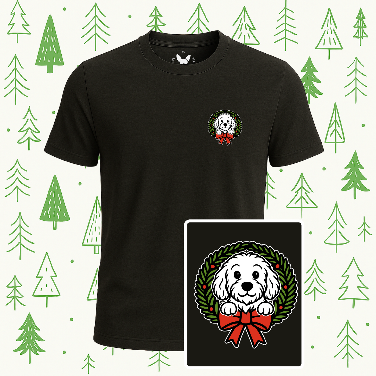 Cockapoo Holiday Wreath Tee