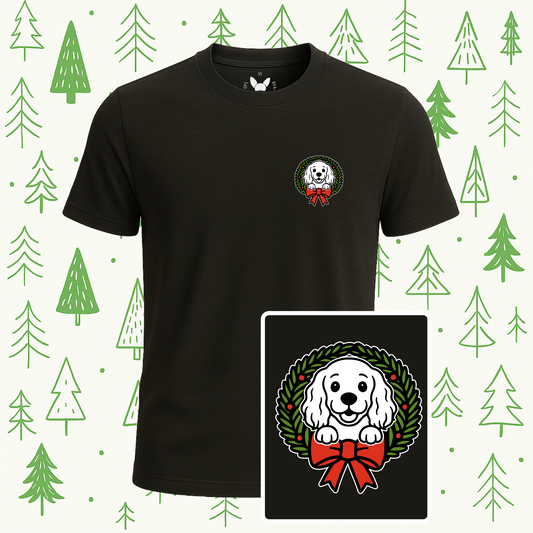 Cocker Spaniel Holiday Wreath Tee