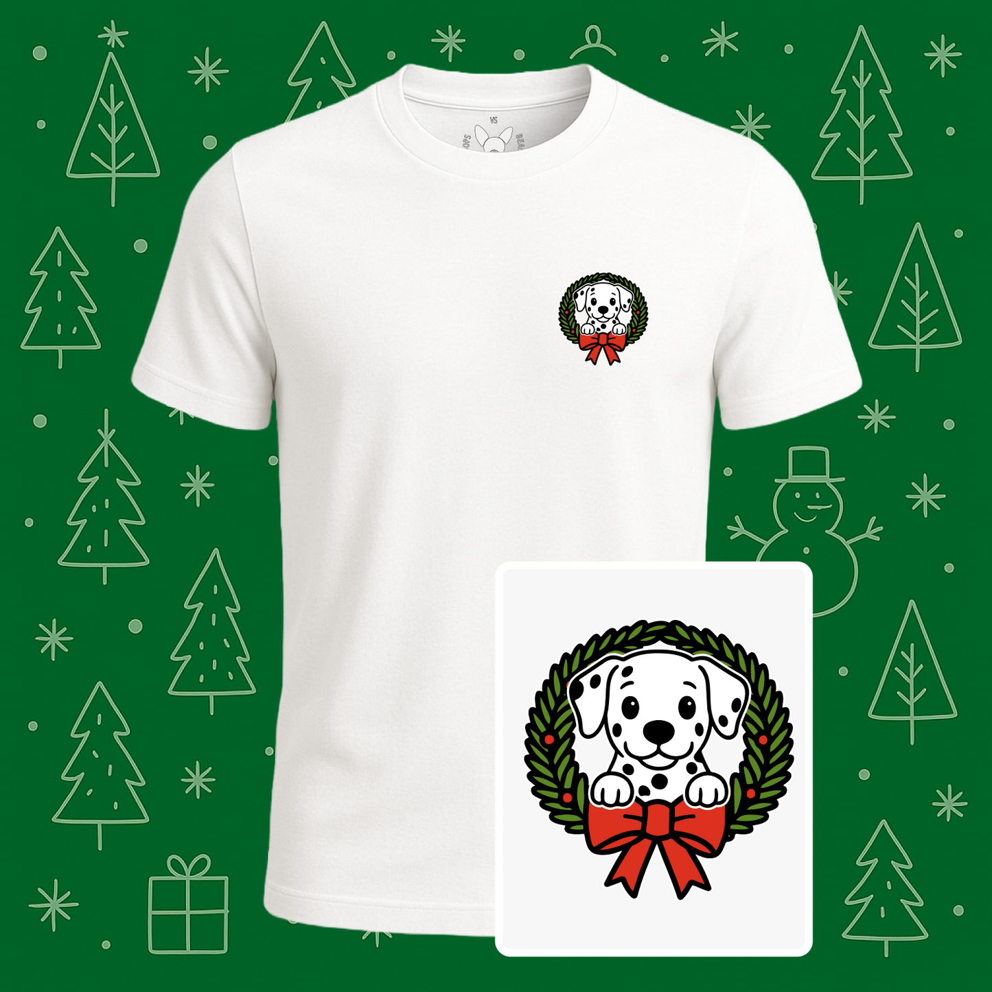Dalmatian Holiday Wreath Tee