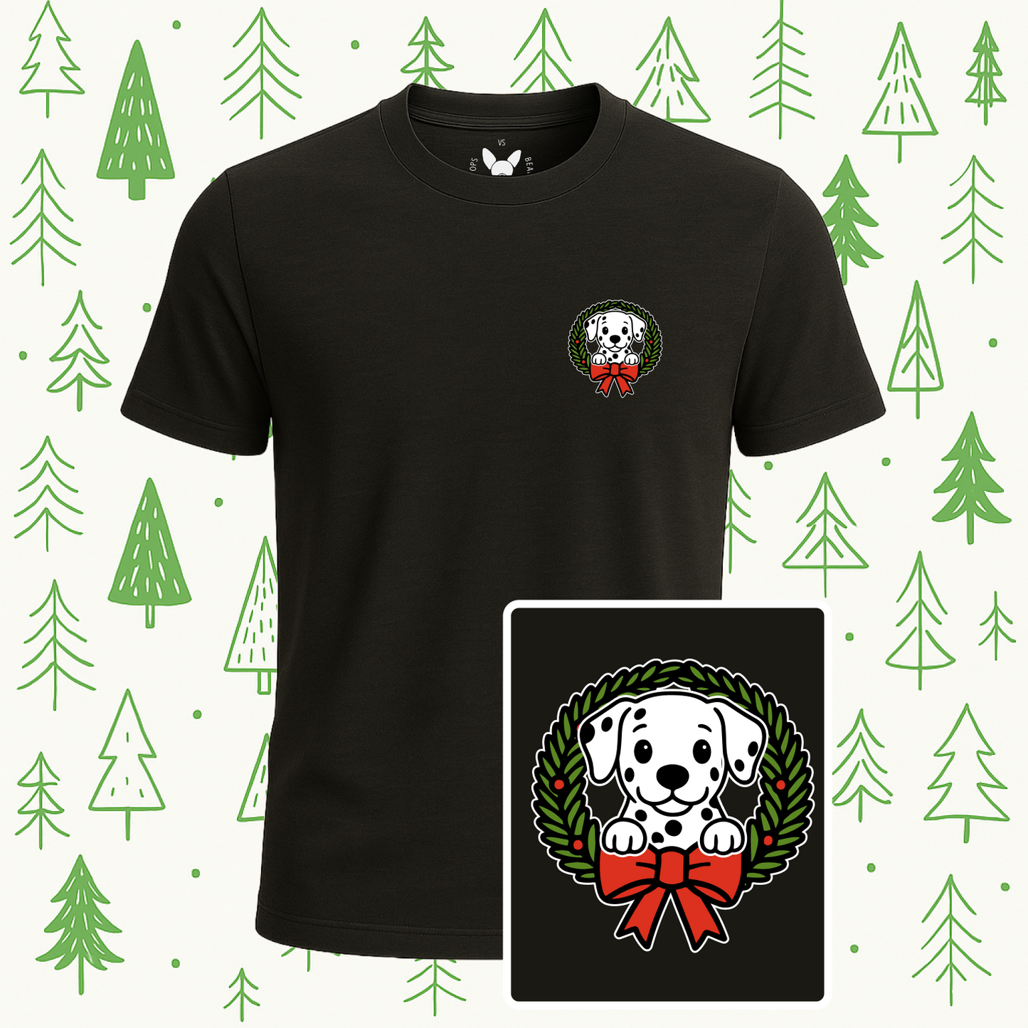 Dalmatian Holiday Wreath Tee