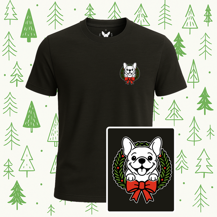 French Bulldog (Frenchie) Holiday Wreath Tee