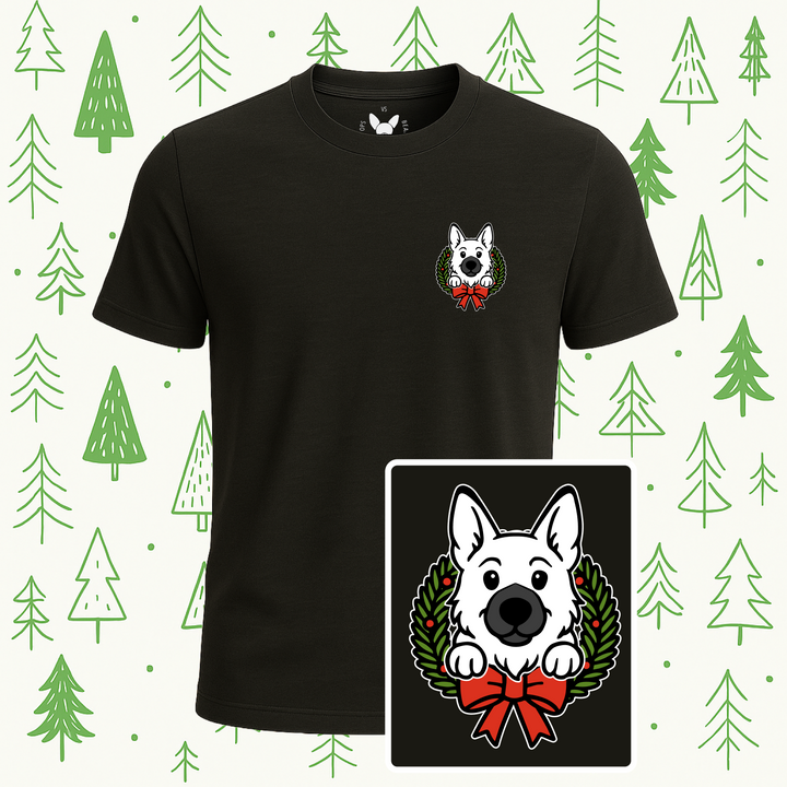 German Shepherd Holiday Wreath Tee