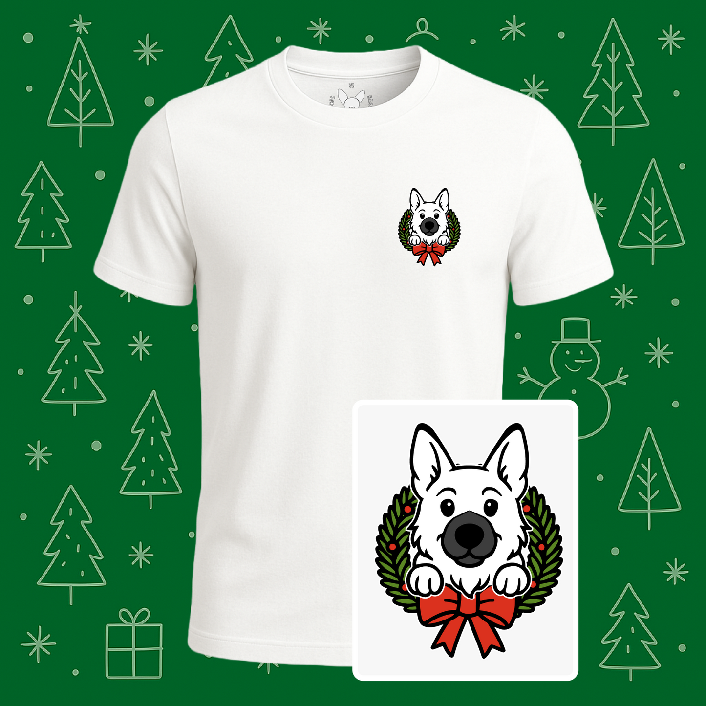 German Shepherd Holiday Wreath Tee