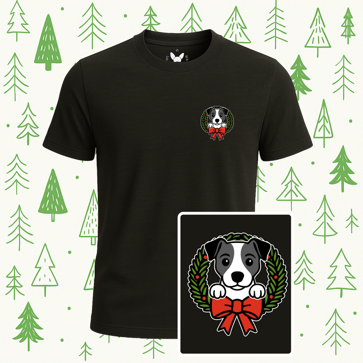 Jack Russell Terrier Holiday Wreath Tee