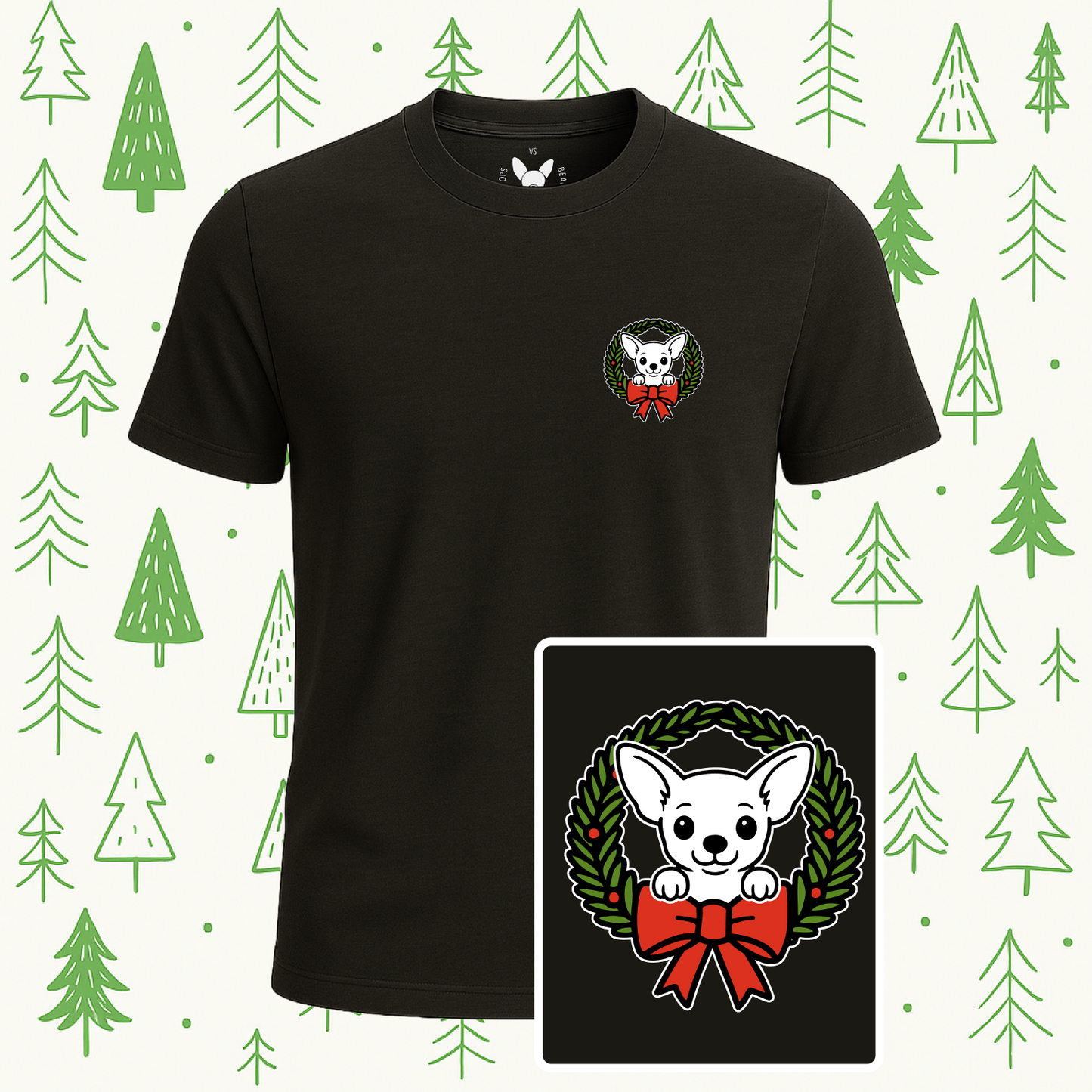 Chihuahua Holiday Wreath Tee