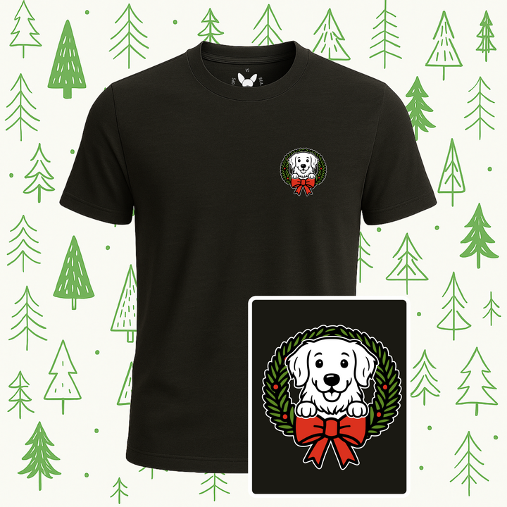 Golden Retriever Holiday Wreath Tee