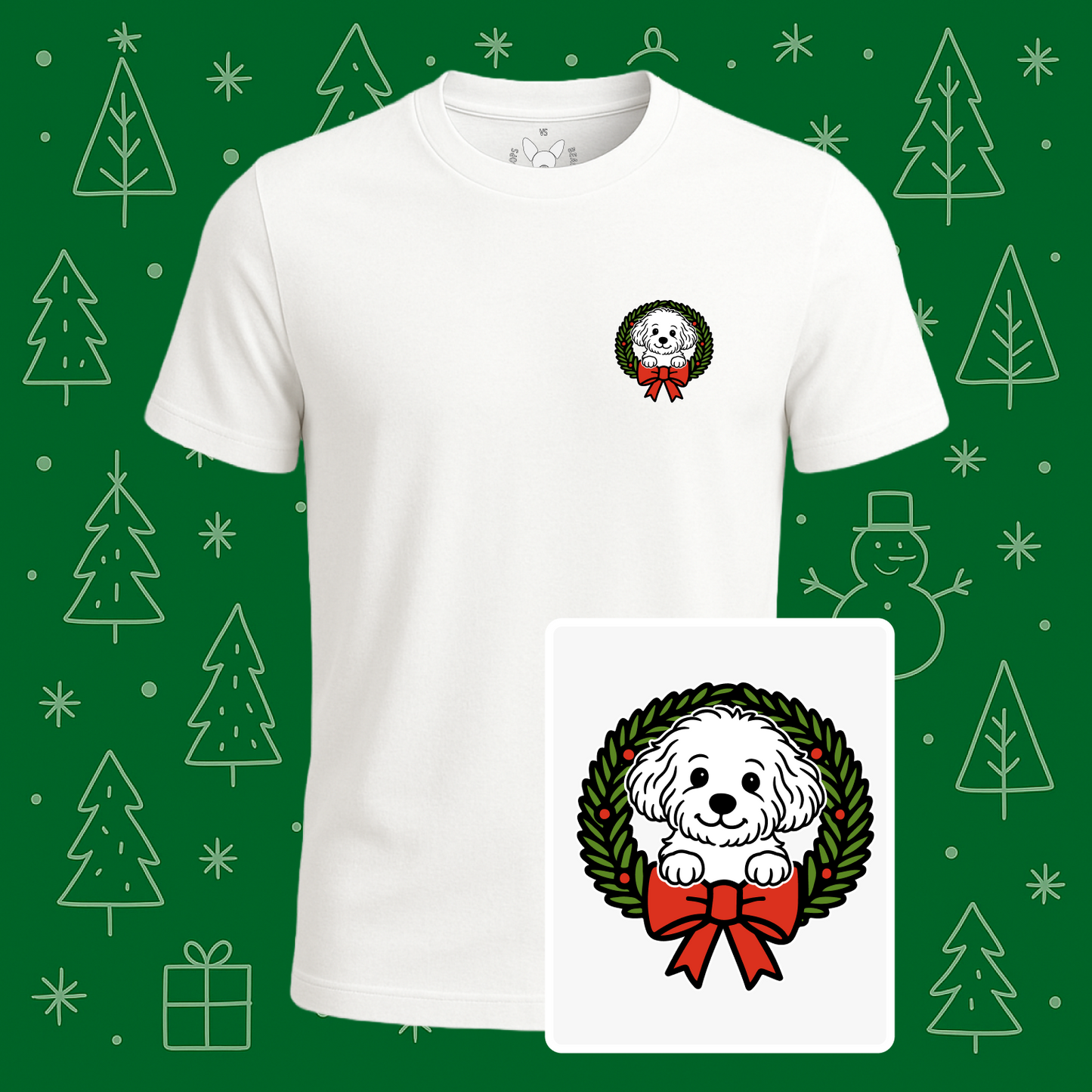Maltipoo Holiday Wreath Tee