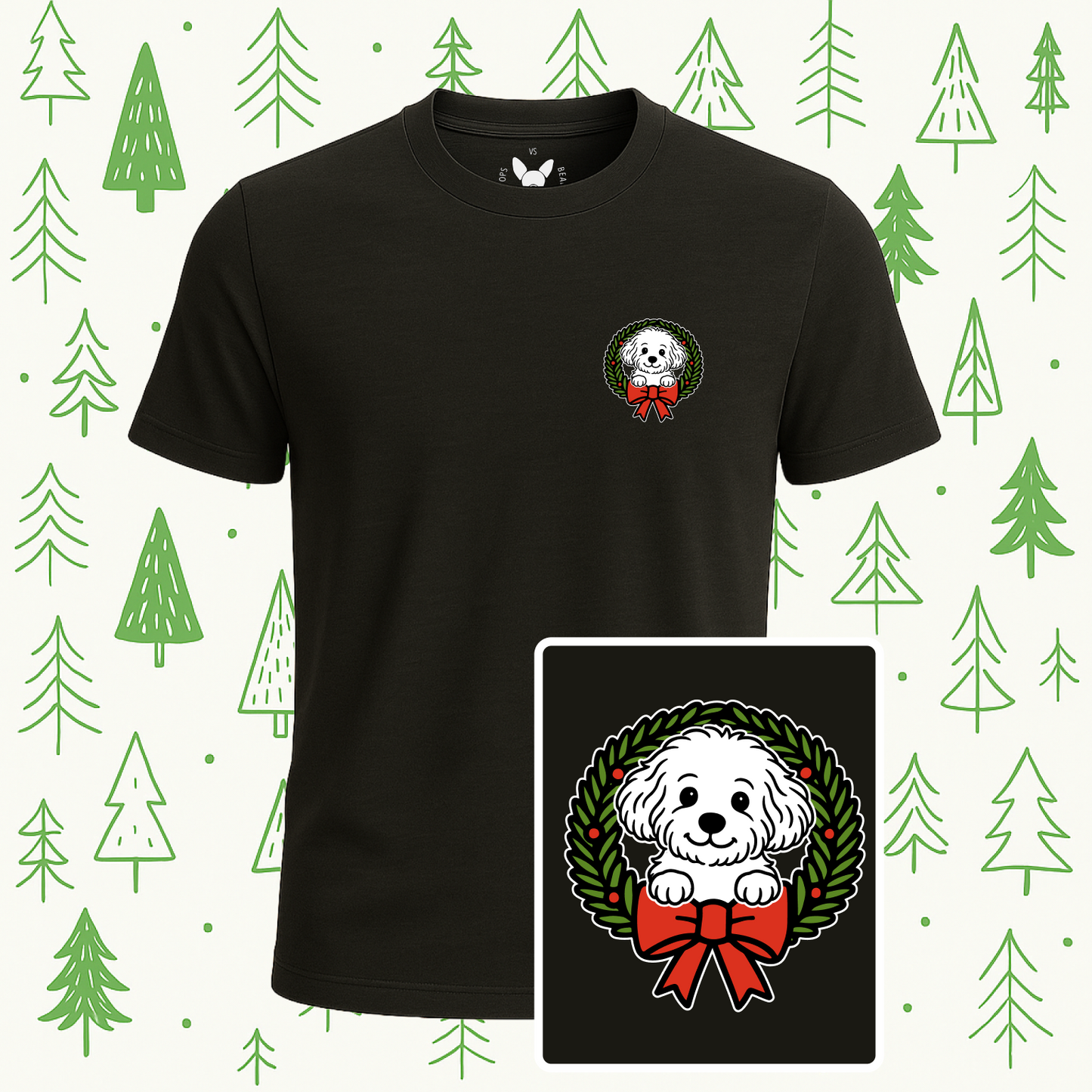 Maltipoo Holiday Wreath Tee