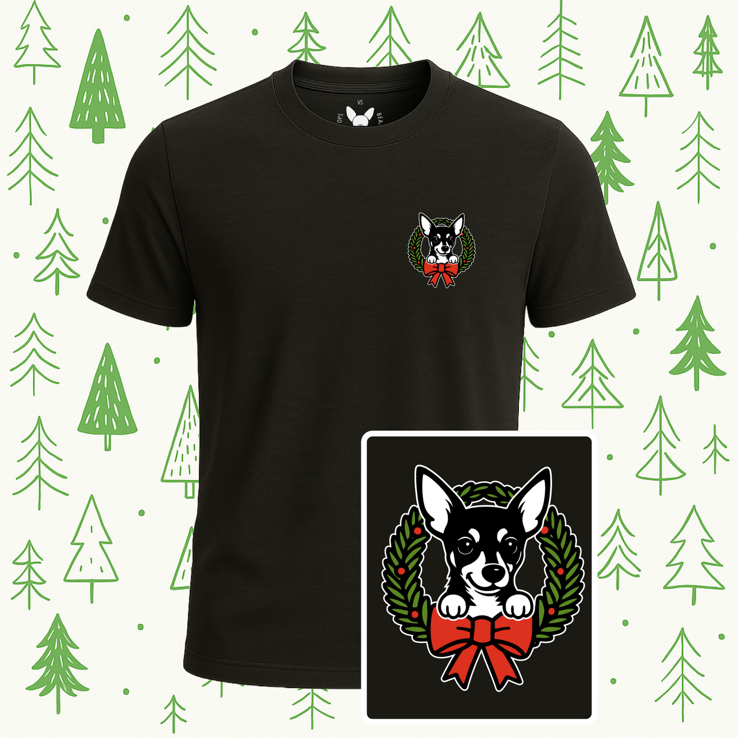 Miniature Pinscher (Min Pin) Holiday Wreath Tee