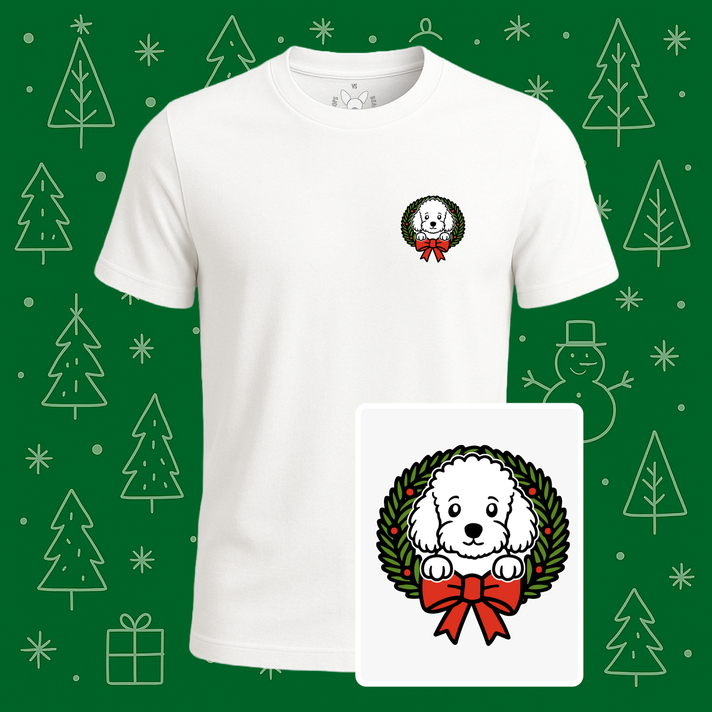Toy Poodle Holiday Wreath Tee