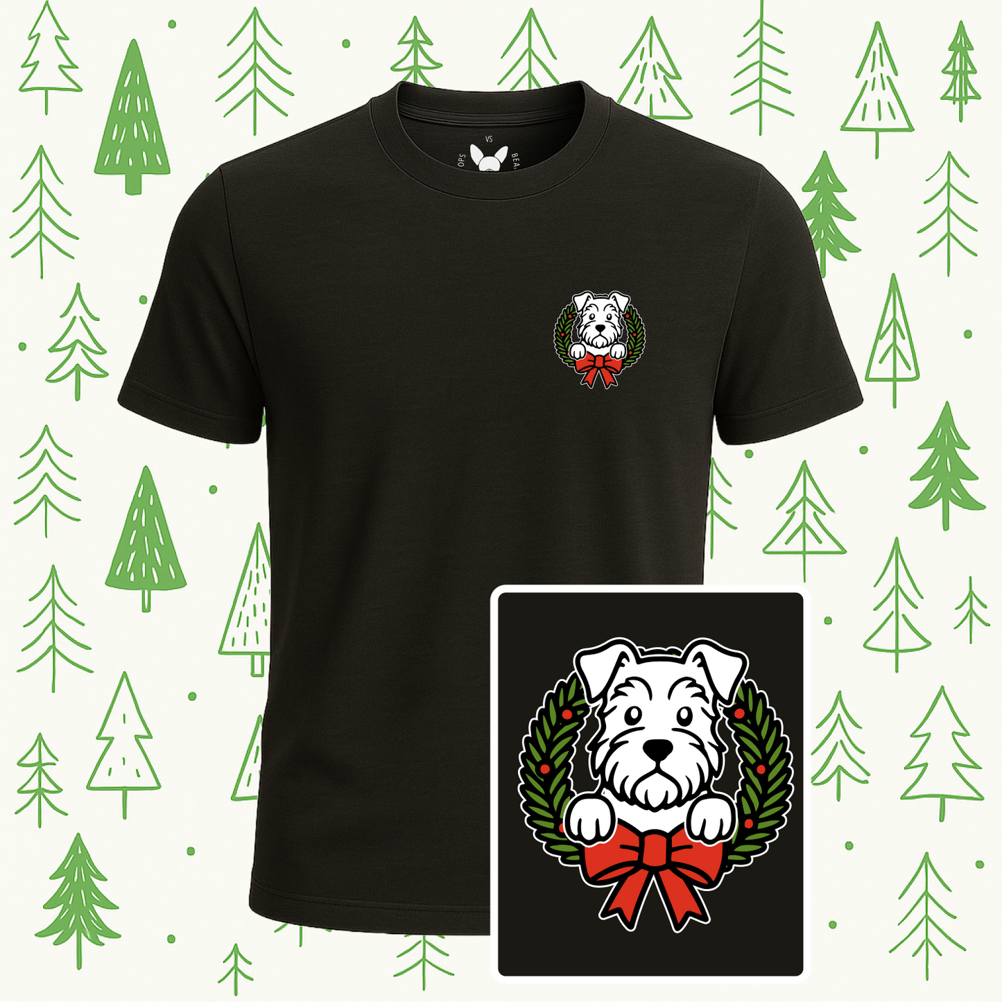 Schnauzer Holiday Wreath Tee