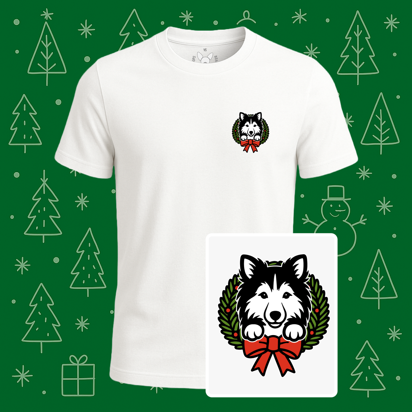 Shetland Sheepdog (Sheltie) Holiday Wreath Tee