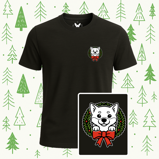 Shiba Inu Holiday Wreath Tee