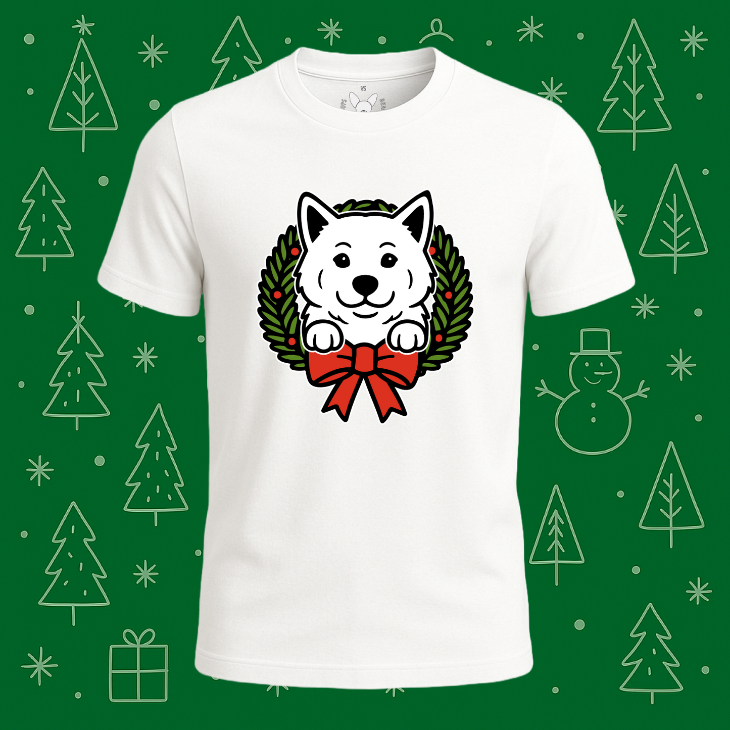 Akita Holiday Wreath Tee - Feature Print