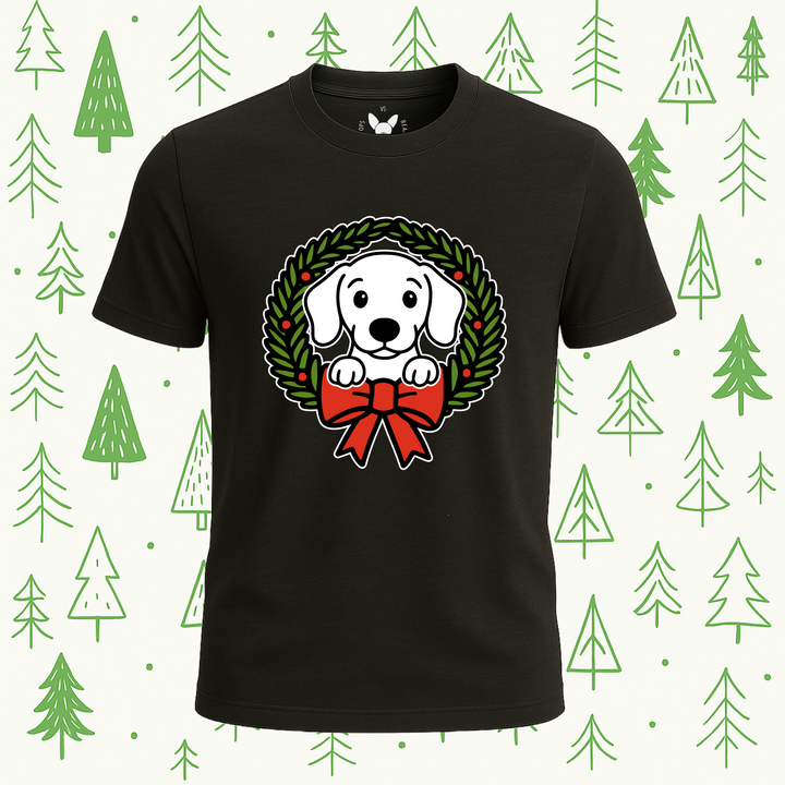 Dachshund Holiday Wreath Tee - Feature Print