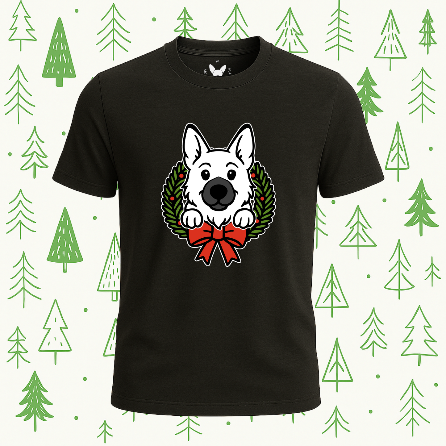German Shepherd Holiday Wreath Tee - Feature Print