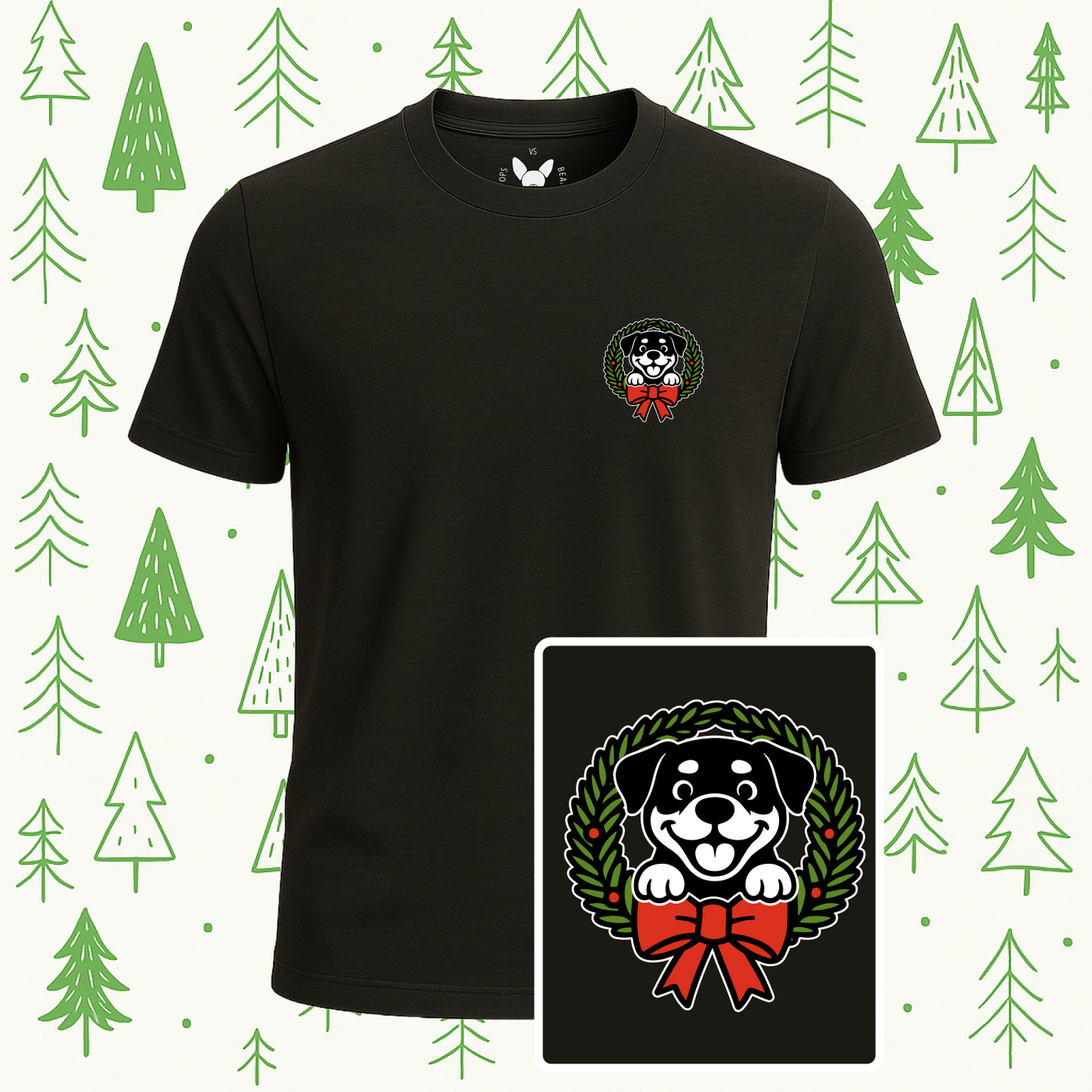 Rottweiler Holiday Wreath Tee