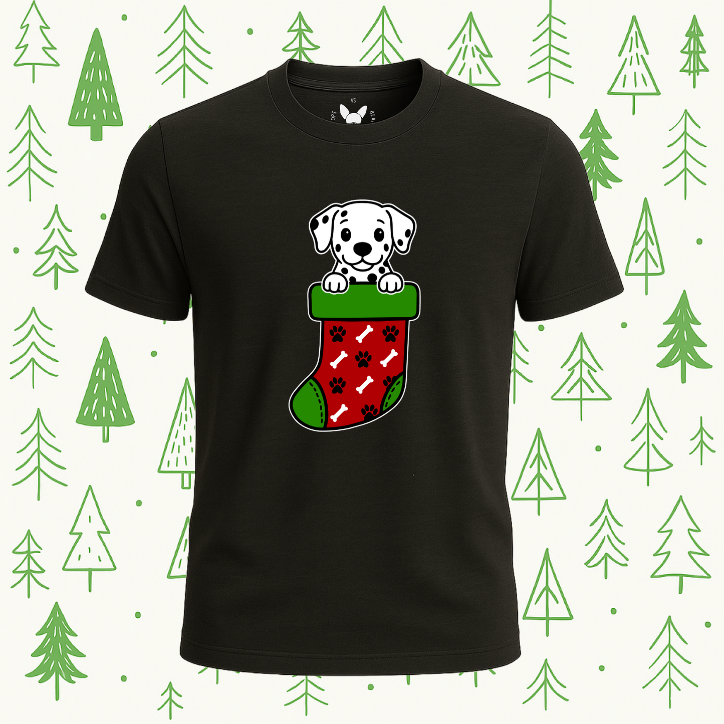 Dalmatian Christmas Stocking Tee - Feature Print