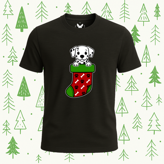 Dalmatian Christmas Stocking Tee - Feature Print
