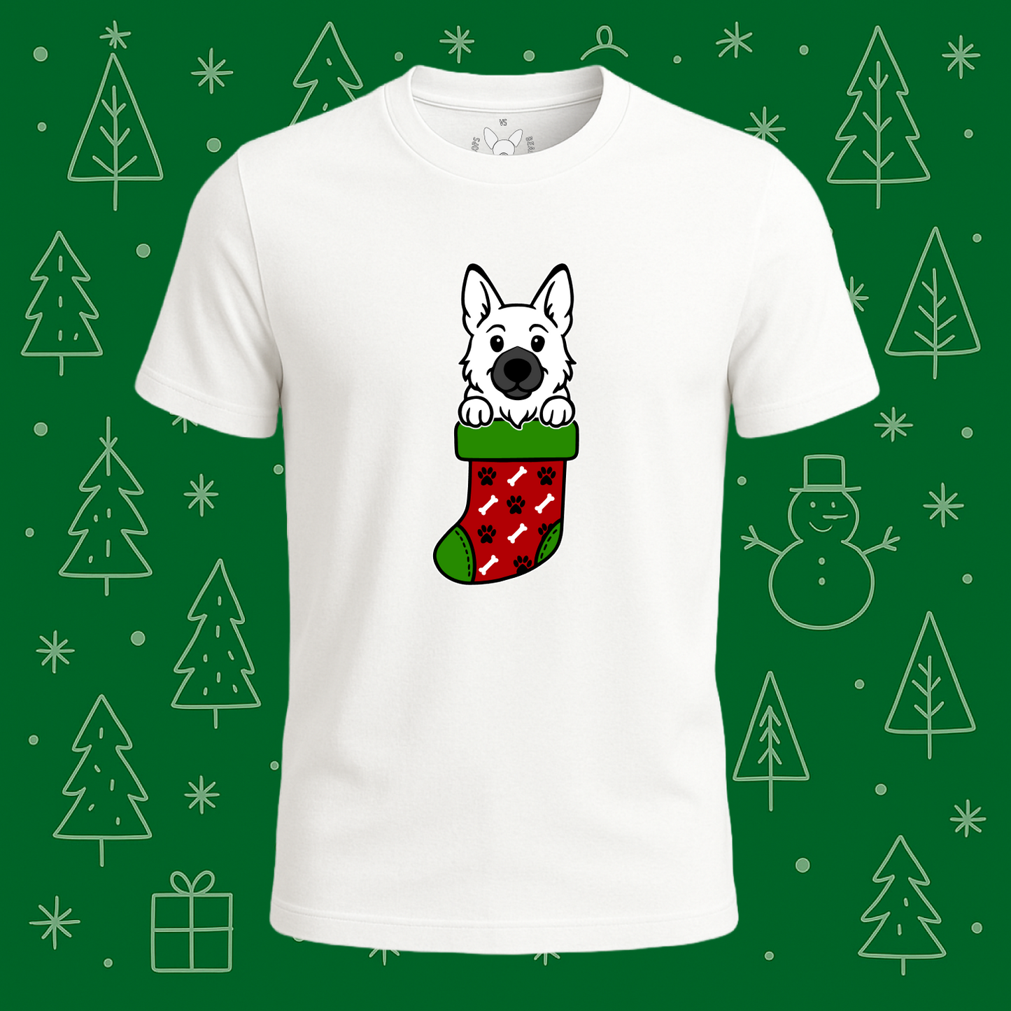 German Shepherd Christmas Stocking Tee - Feature Print