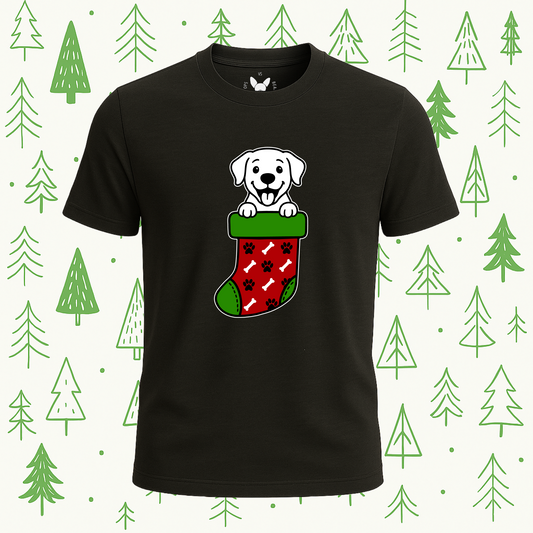 Labrador Retriever Christmas Stocking Tee - Feature Print