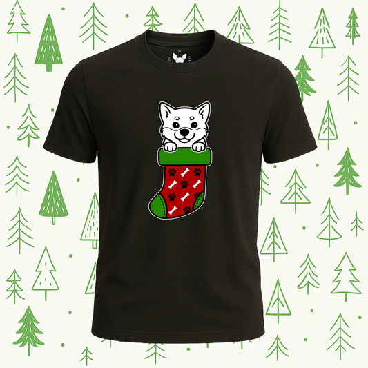 Shiba Inu Christmas Stocking Tee - Feature Print